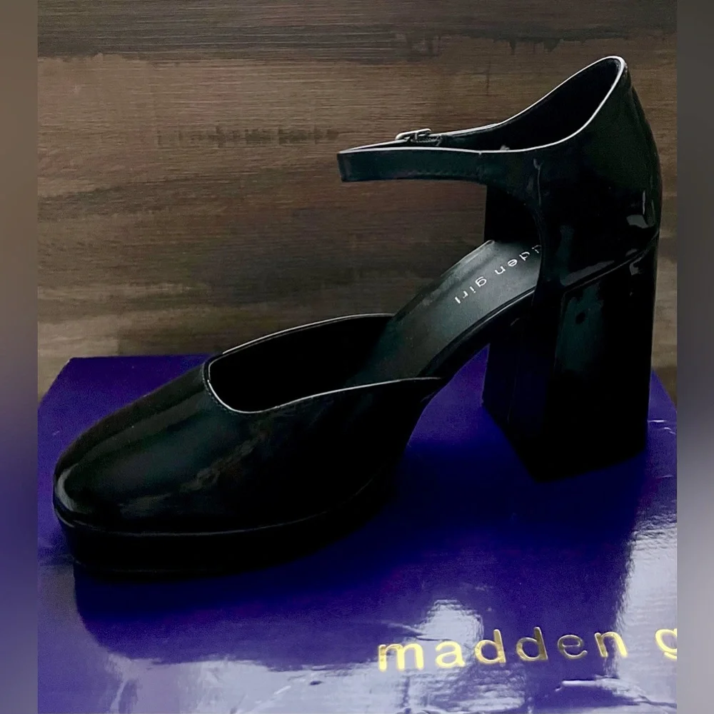 Madden Girl NIB Oliverr Black Patent Leather platform SZ 8.5 - Picture 6 of 10